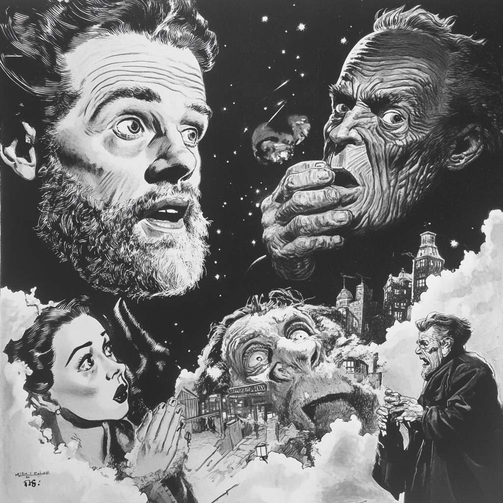 Santa meets Frankenstein in a comic book style mash-up.