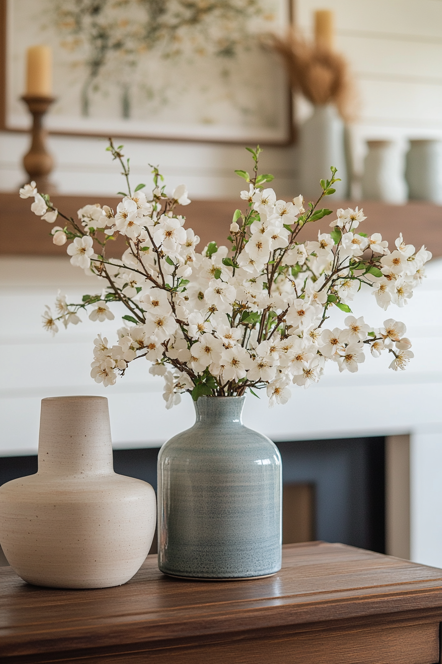 Scandinavian Simplicity: Serene Mantle with Wildflowers