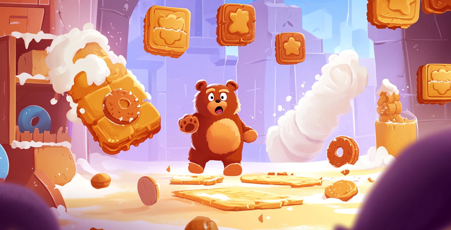 Scared Bear Amidst Cookie Jam Game Chaos