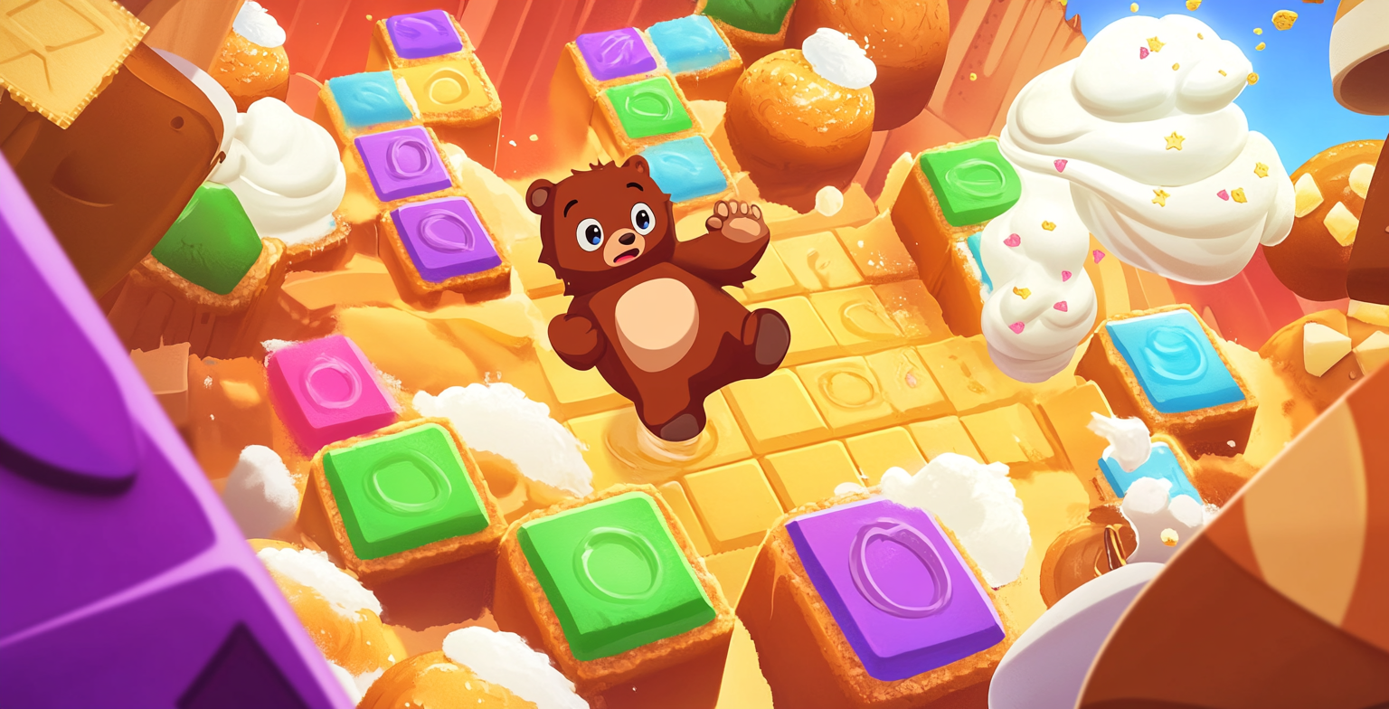 Scared Bear in Cookie Jam Game with Whipped Cream