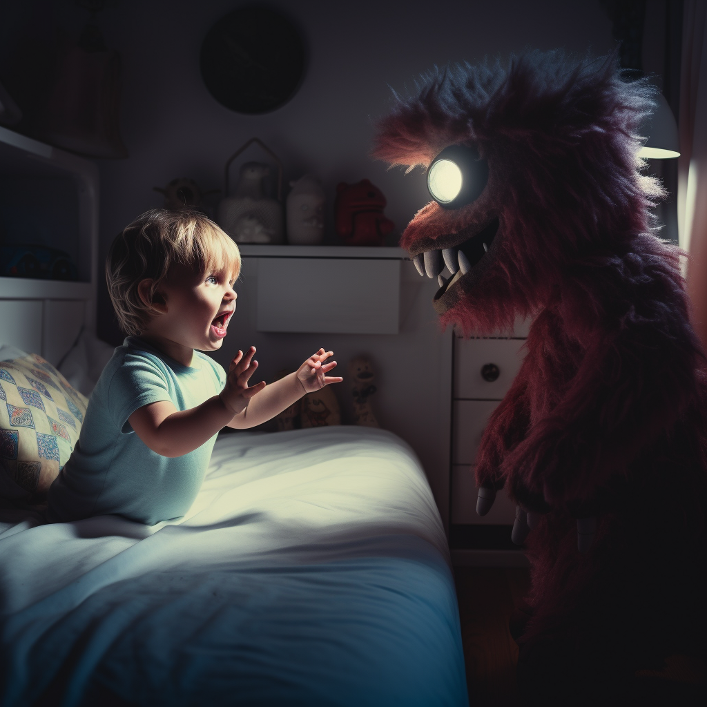 Scared Toddler's Lollipop Stolen by Under-Bed Monster