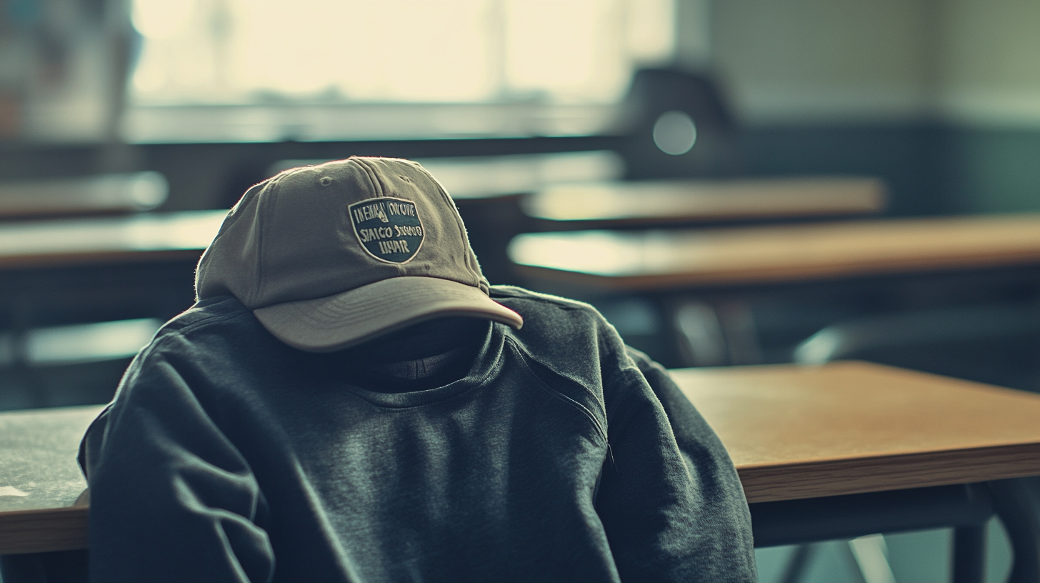 School Clothes on Desk in Classroom Photo