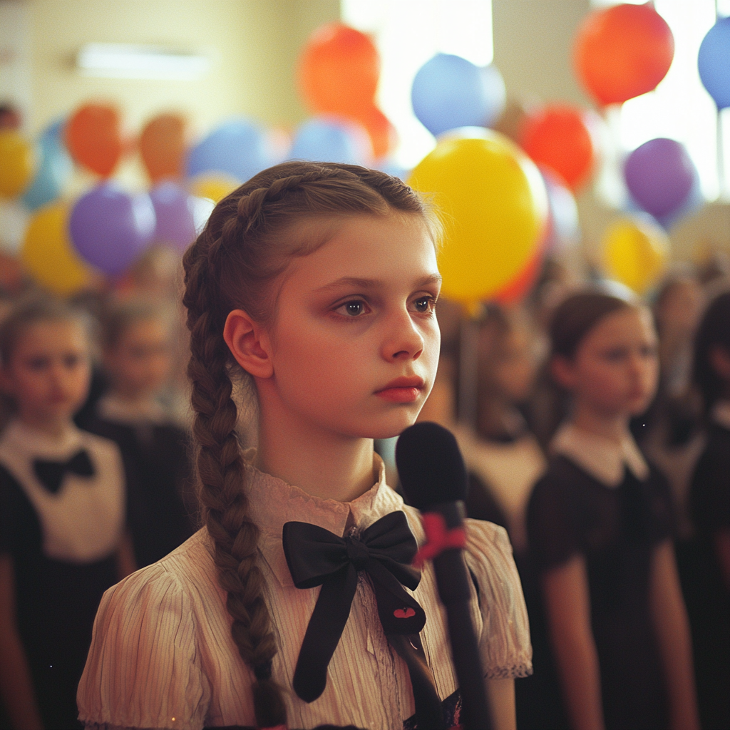 School Concert in Russia: Gothic Lolita Girl Performs