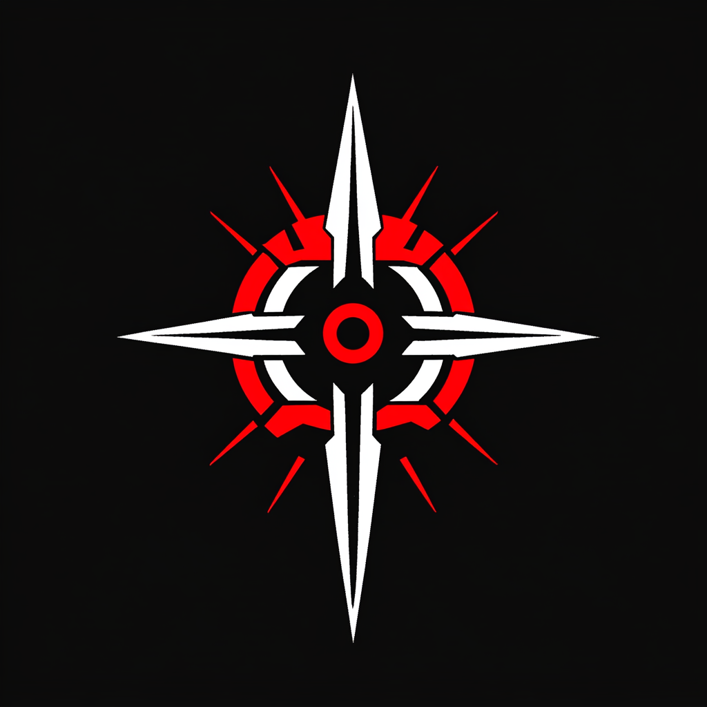 Sci-Fi Unity & Defense Logo in Black, Red & White