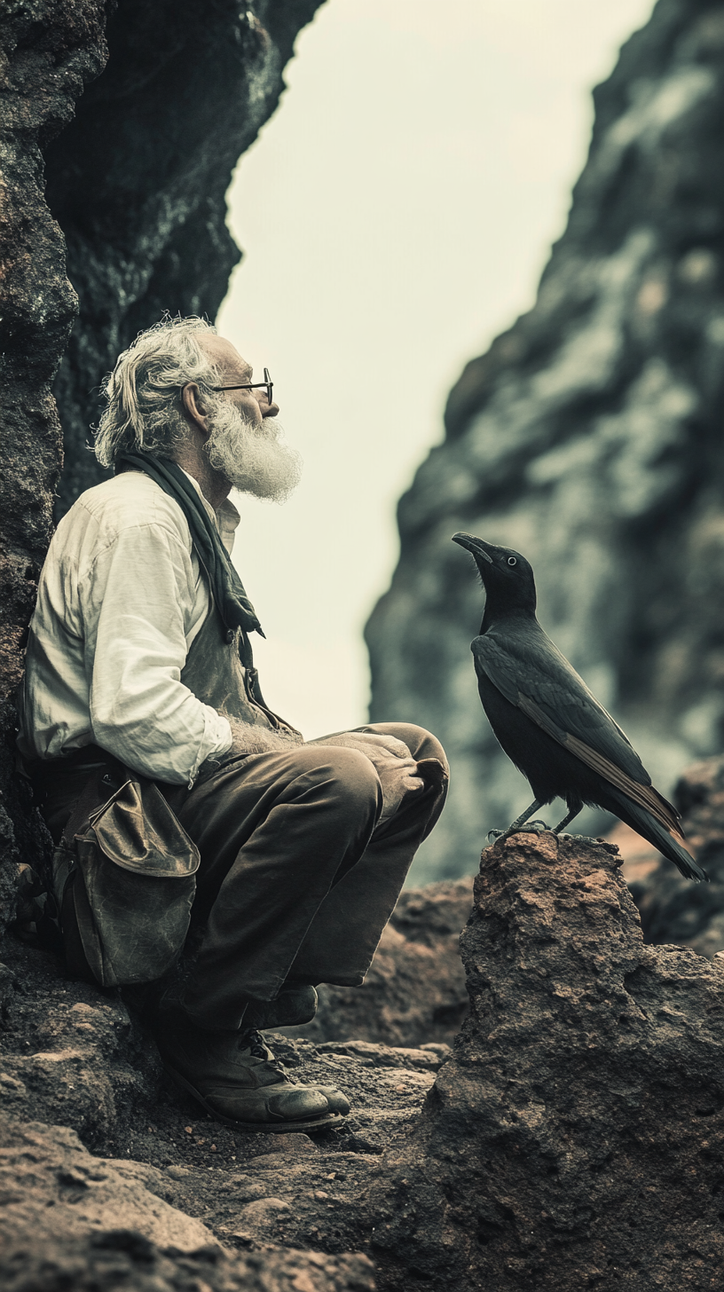 Scientist Charles Darwin studying Galápagos finches in 1830s