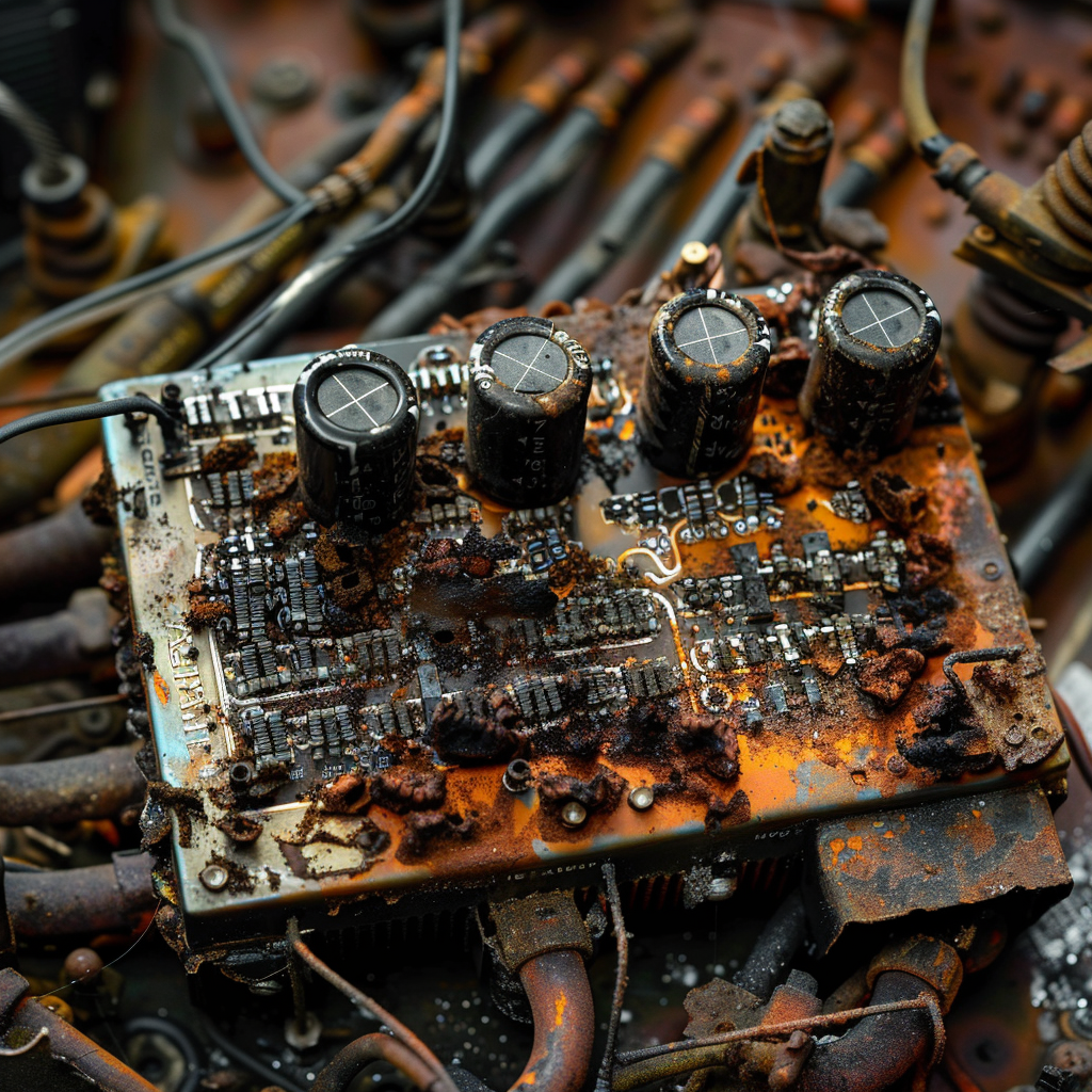 Scorched Circuit Board Attached to Generator