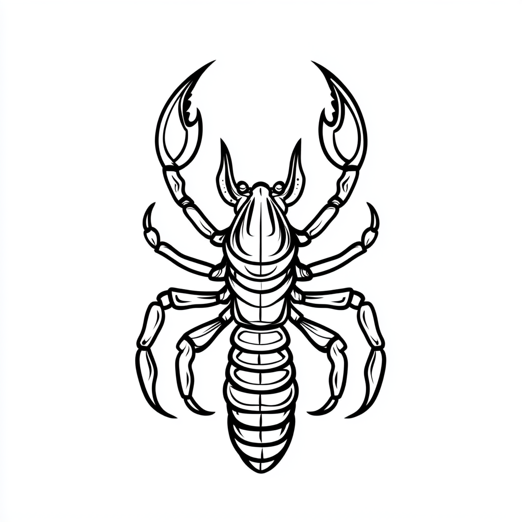 Scorpio Simple Line Art Tattoo Design Sticker Style