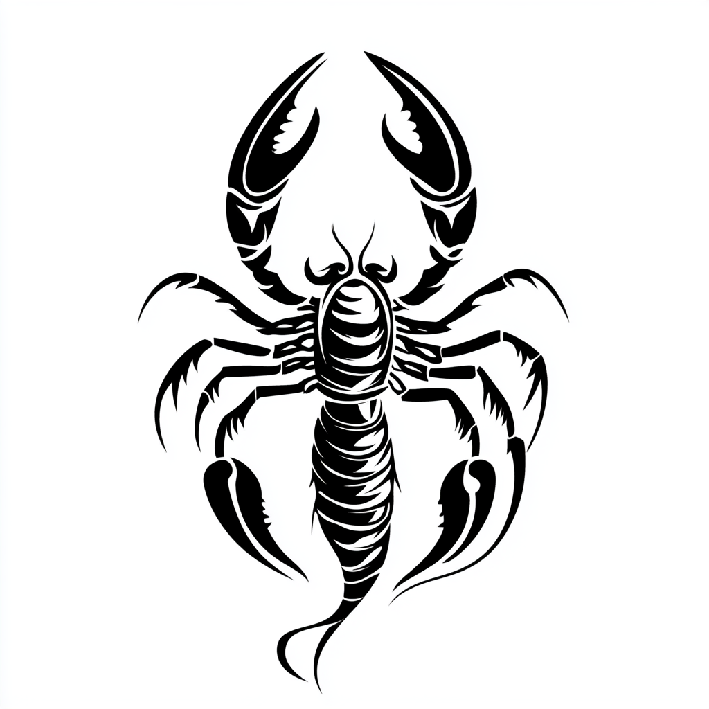 Scorpion Stencil Tattoo Design on White Background