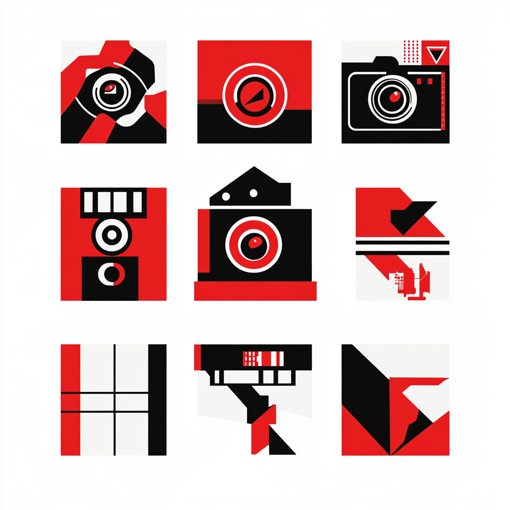 Seven Films Social Media Icons in Red, Black, & White