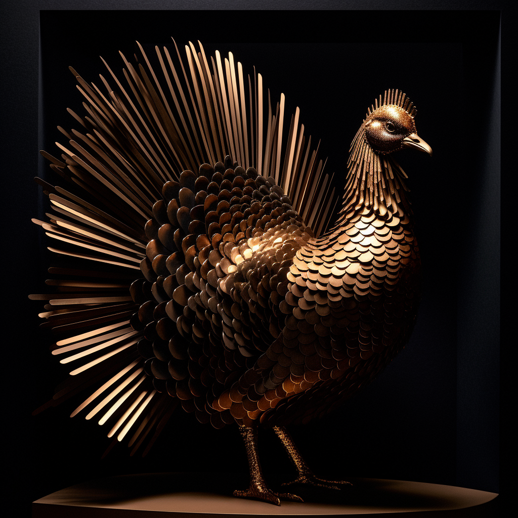 Shiny gold and bronze turkey sticker on black