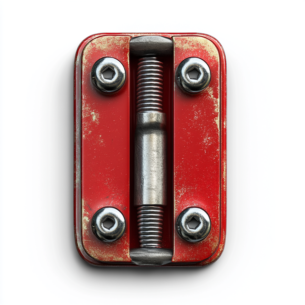 Shiny metal lever on red base with three prongs.