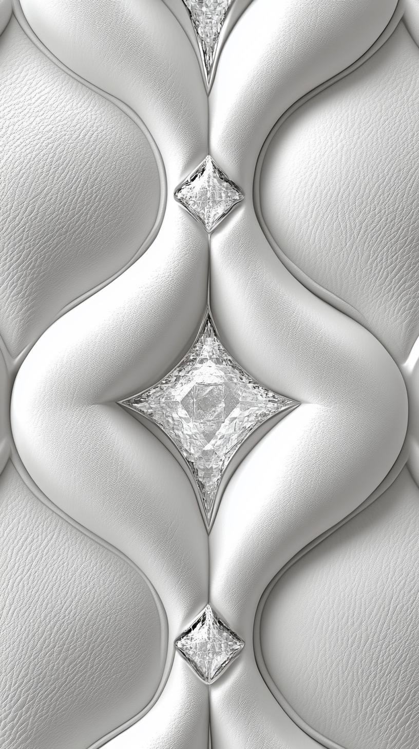 Shiny white leather and diamonds wallpaper design