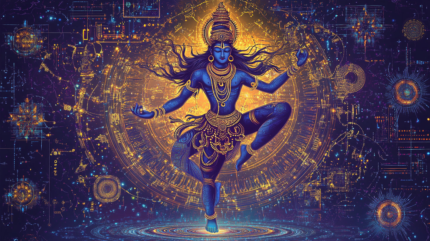 Shiva Nataraja dances in cosmic digitalized universe