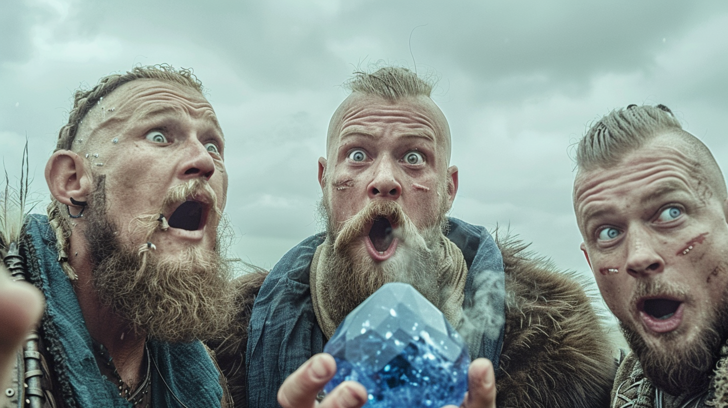 Shocked Viking Trio with Blue Sapphire Stone