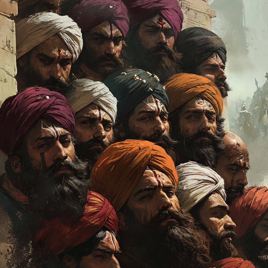 Sikh warriors' heads form pyramid after battle