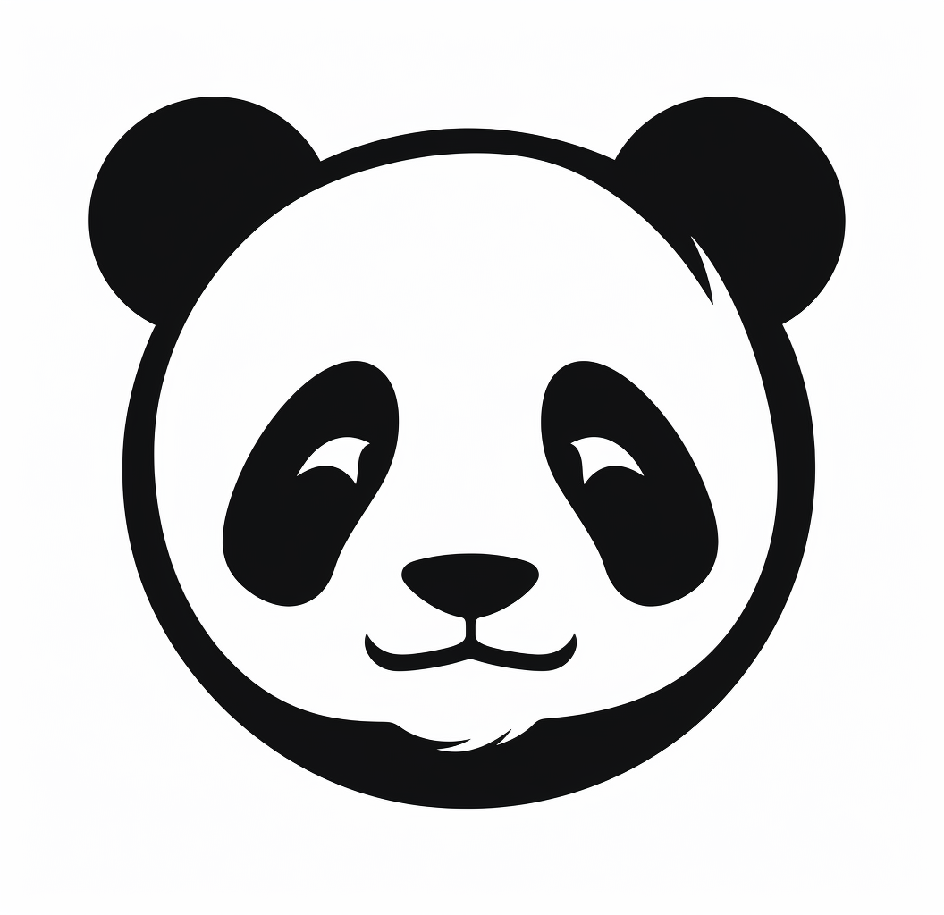 Silhouette panda logo on white background, no text.