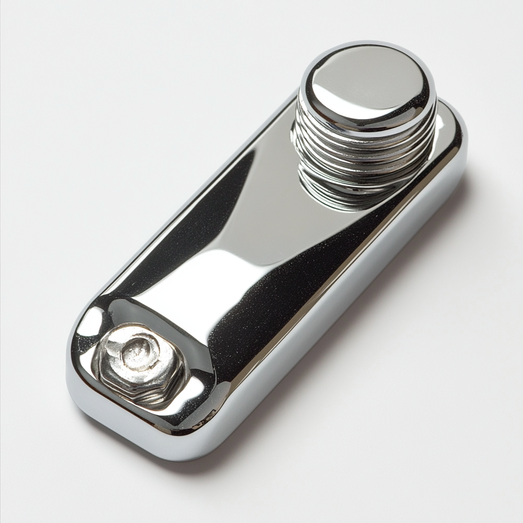 Silver lever on metallic guitar switch, clean detailed design.