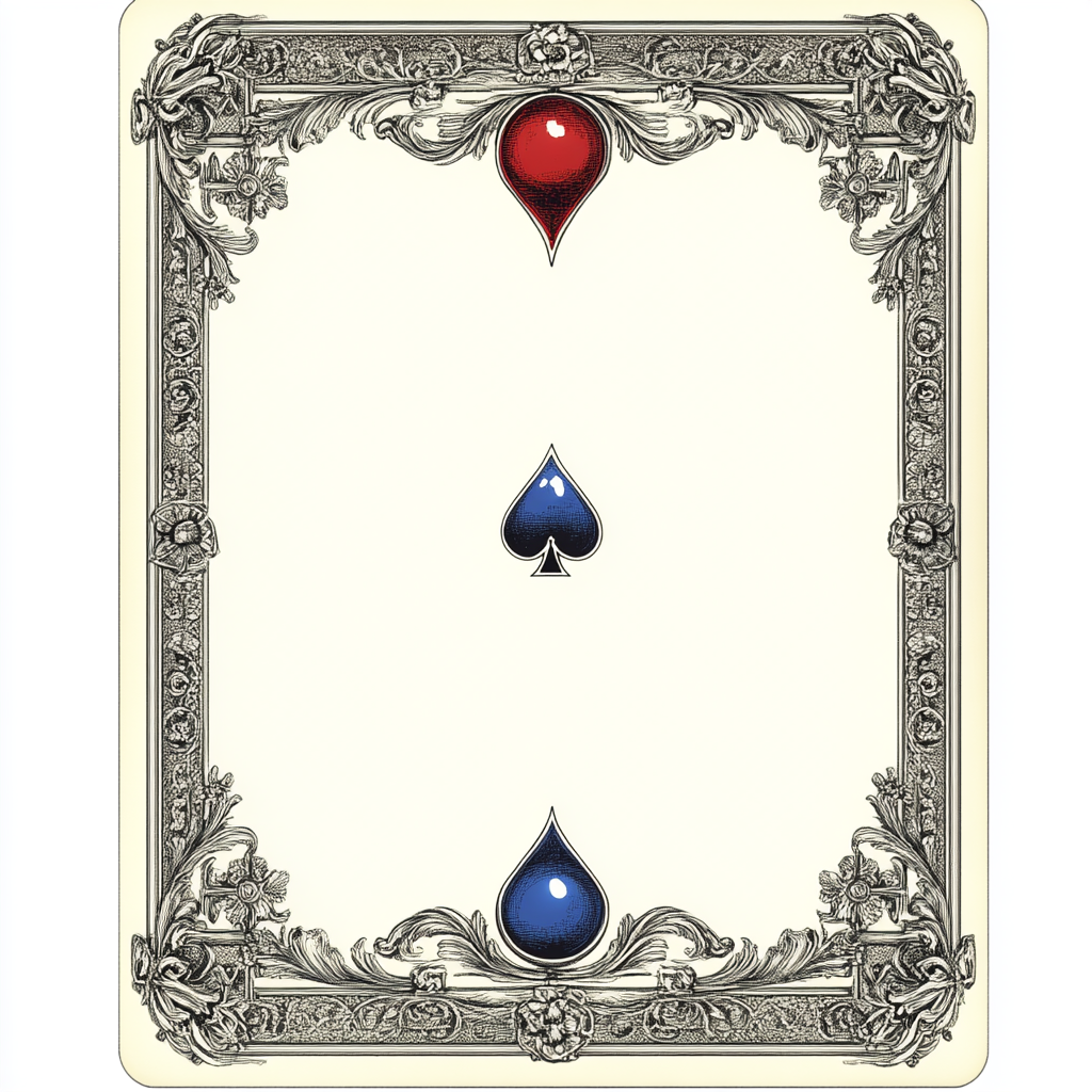 Silver outline, antique patterns with blue and red balls.