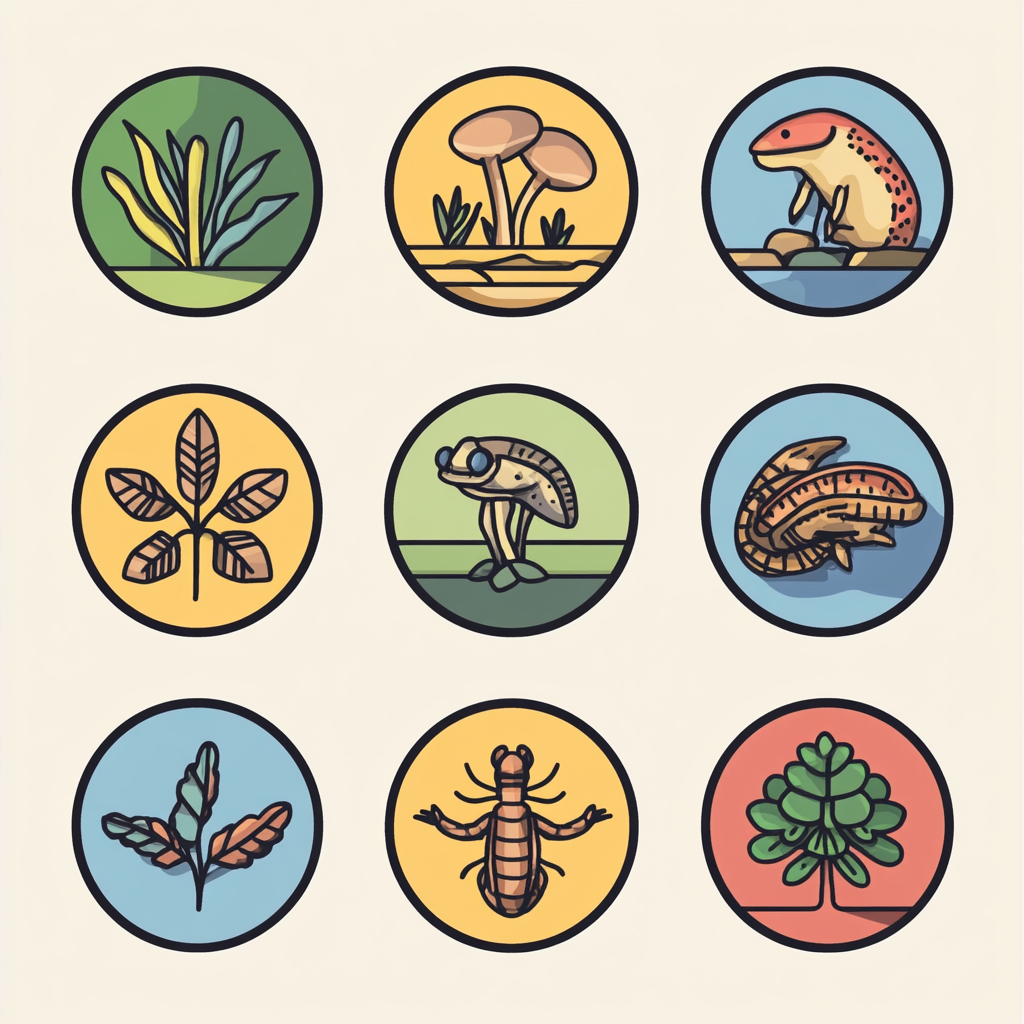 Simple, circular icons for LA nature garden app.