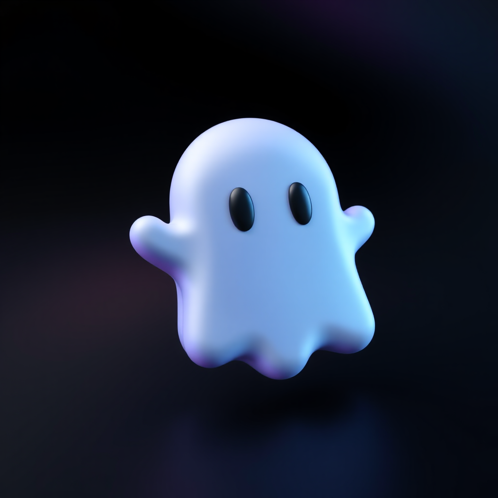 Simple Cartoon Ghost Emoji Icon 3D Render