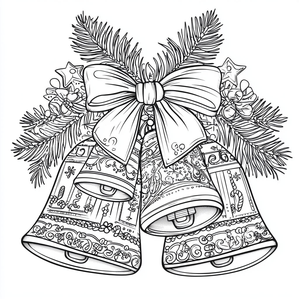 Simple Christmas bells coloring page for beginners