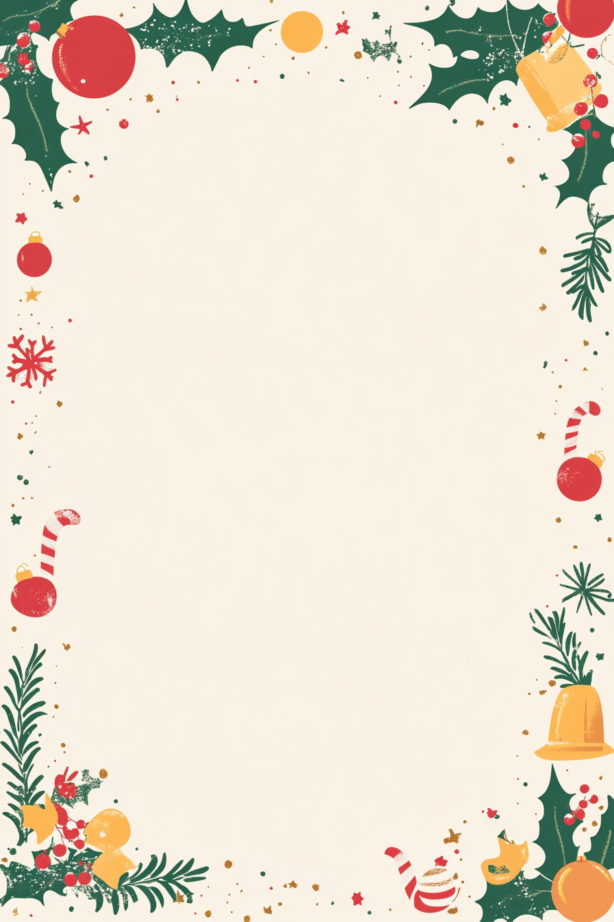 Simple Christmas-themed border on plain letterhead template.