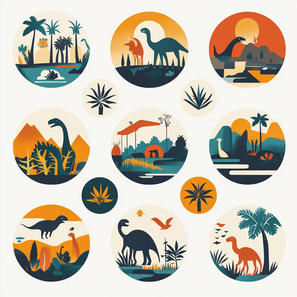 Simple abstract icons for LA nature gardens, app-like.