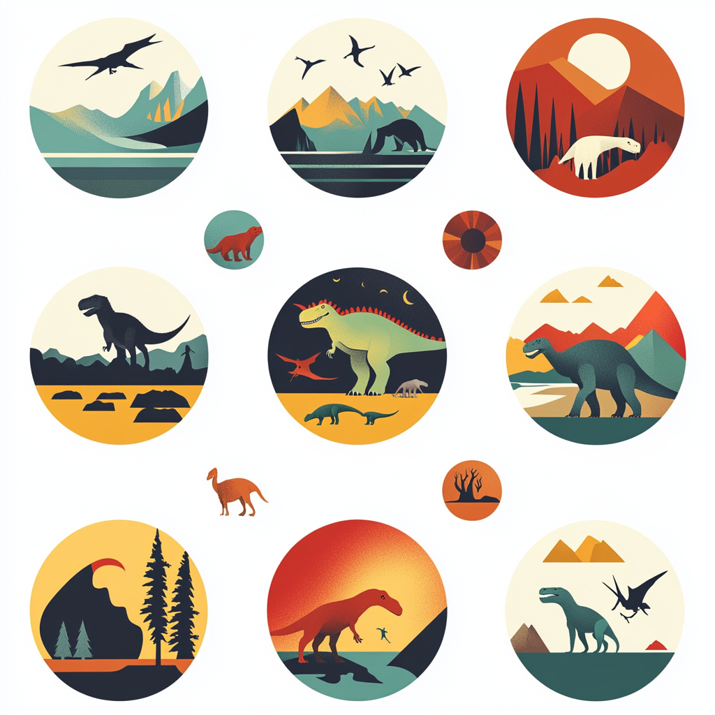 Simple app-like icons in natural colors, linear designs.