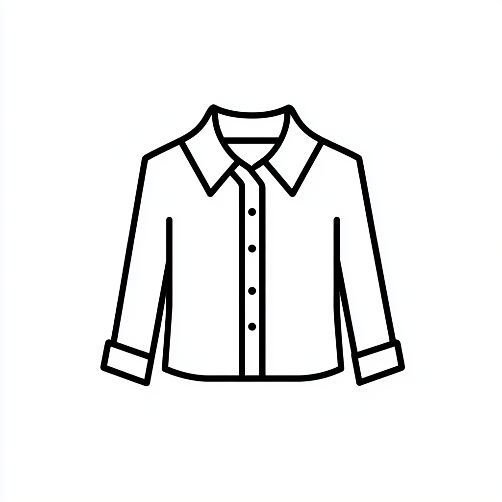 Simple black line icon of women's blouse design.