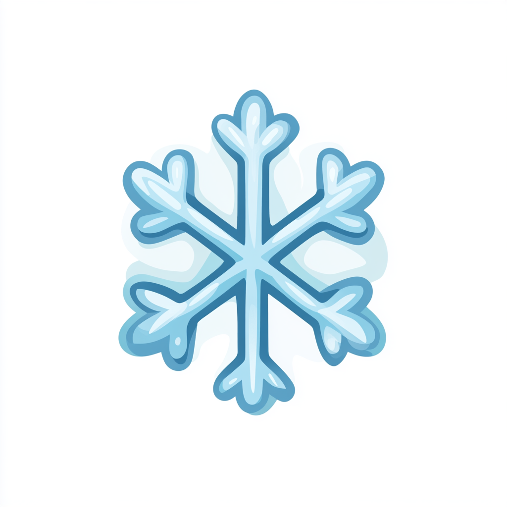 Simple blue snowflake illustration in minimalistic cartoon style.