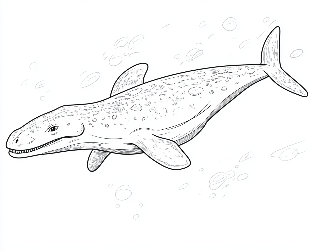 Simple coloring page of an Elasmosaurus dinosaur.