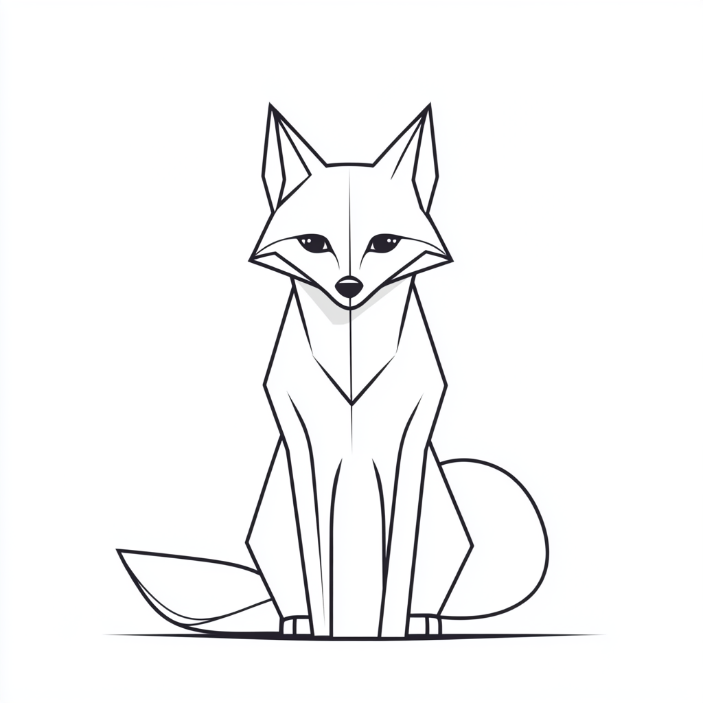 Simple coloring page: Fox sitting quietly