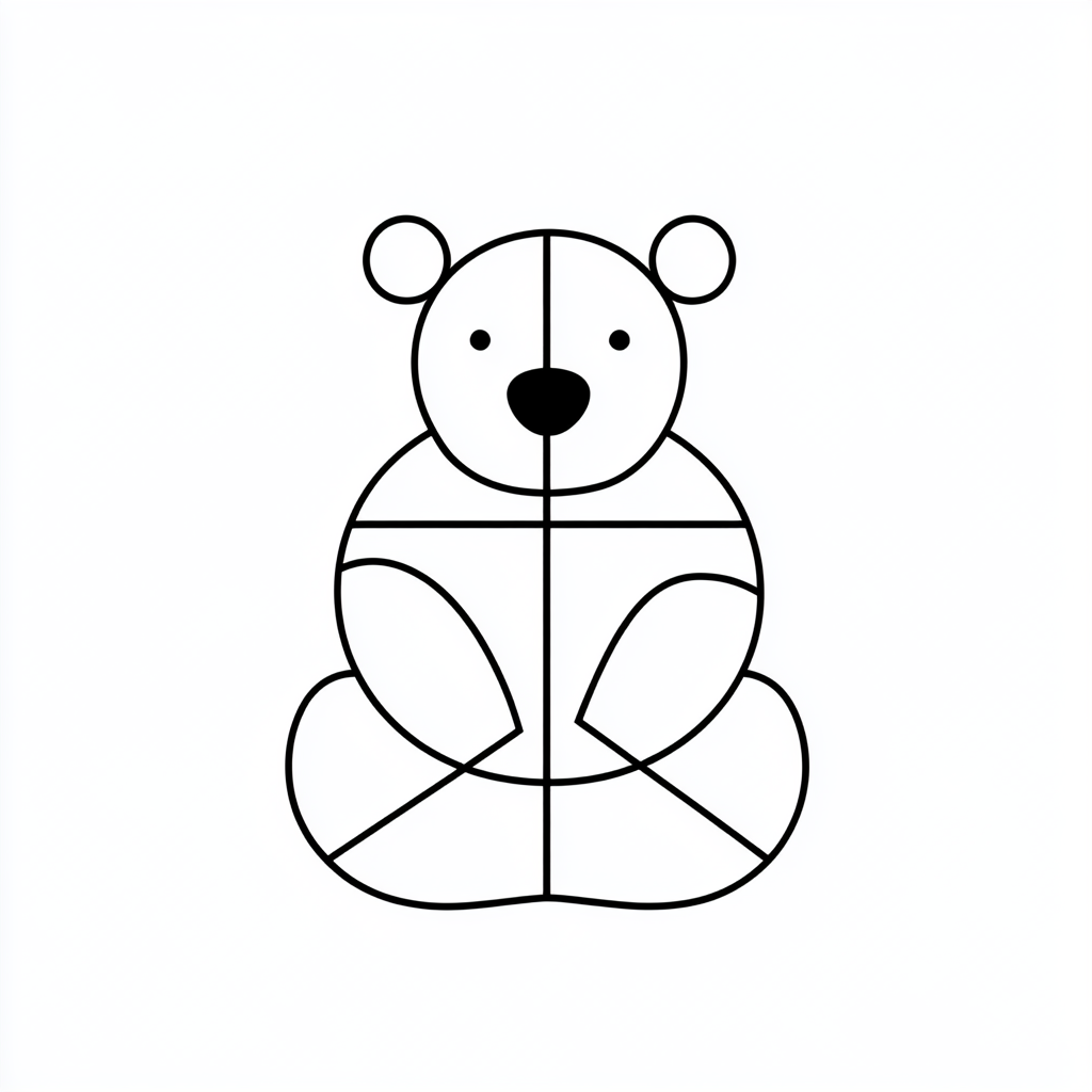 Simple geometric bear with oval body and circle head.