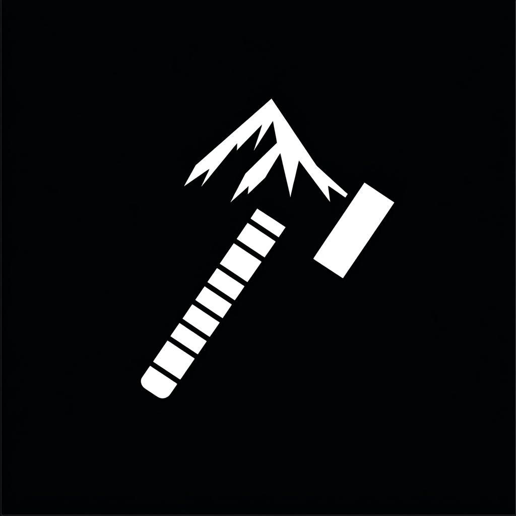 Simple icon of a mountain peak-shaped hammer.