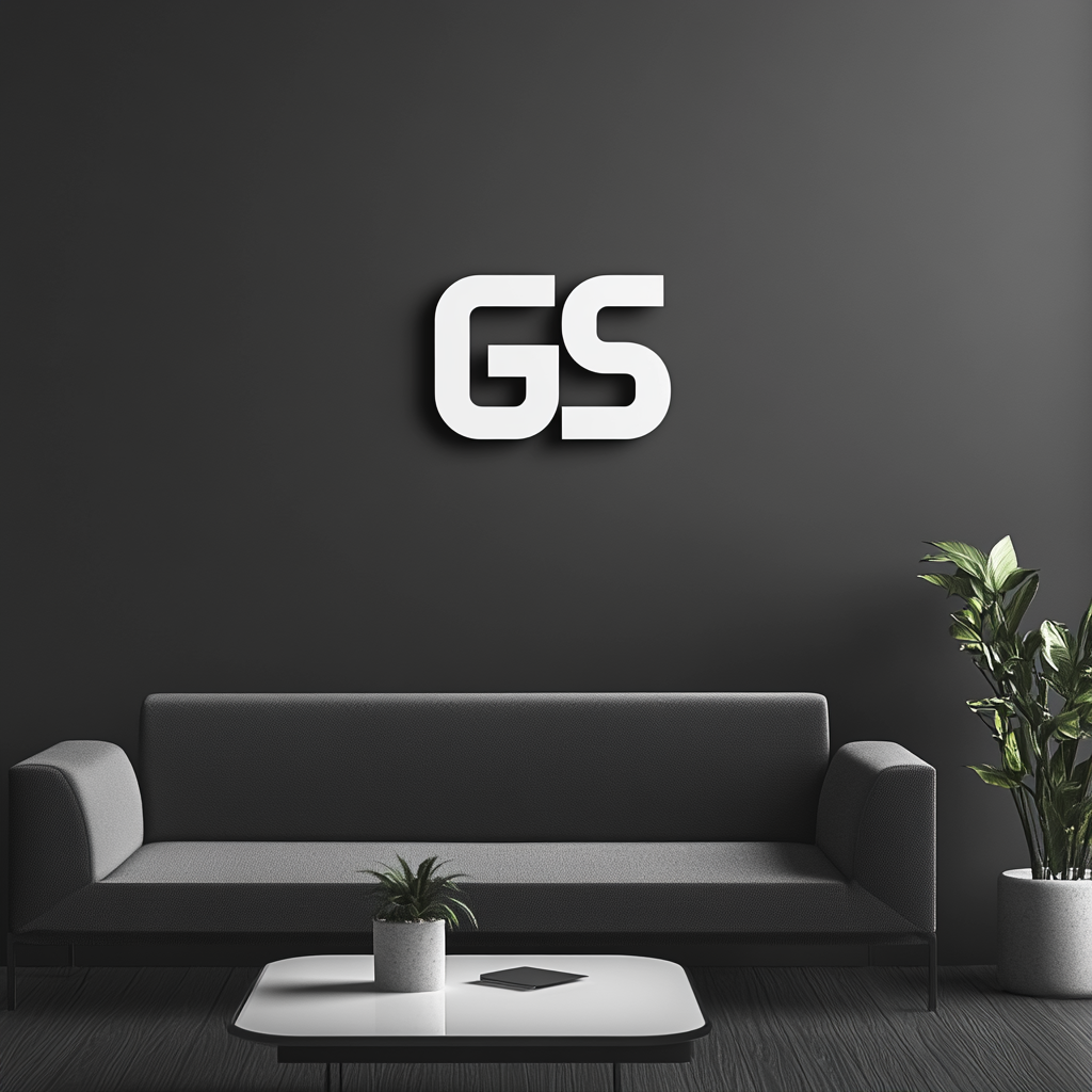 Simple monochrome logo for GS furniture products company.