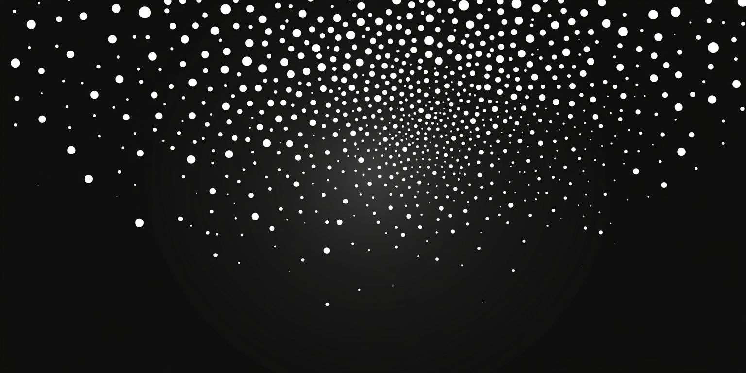 Simple white dots of varying sizes on black background.