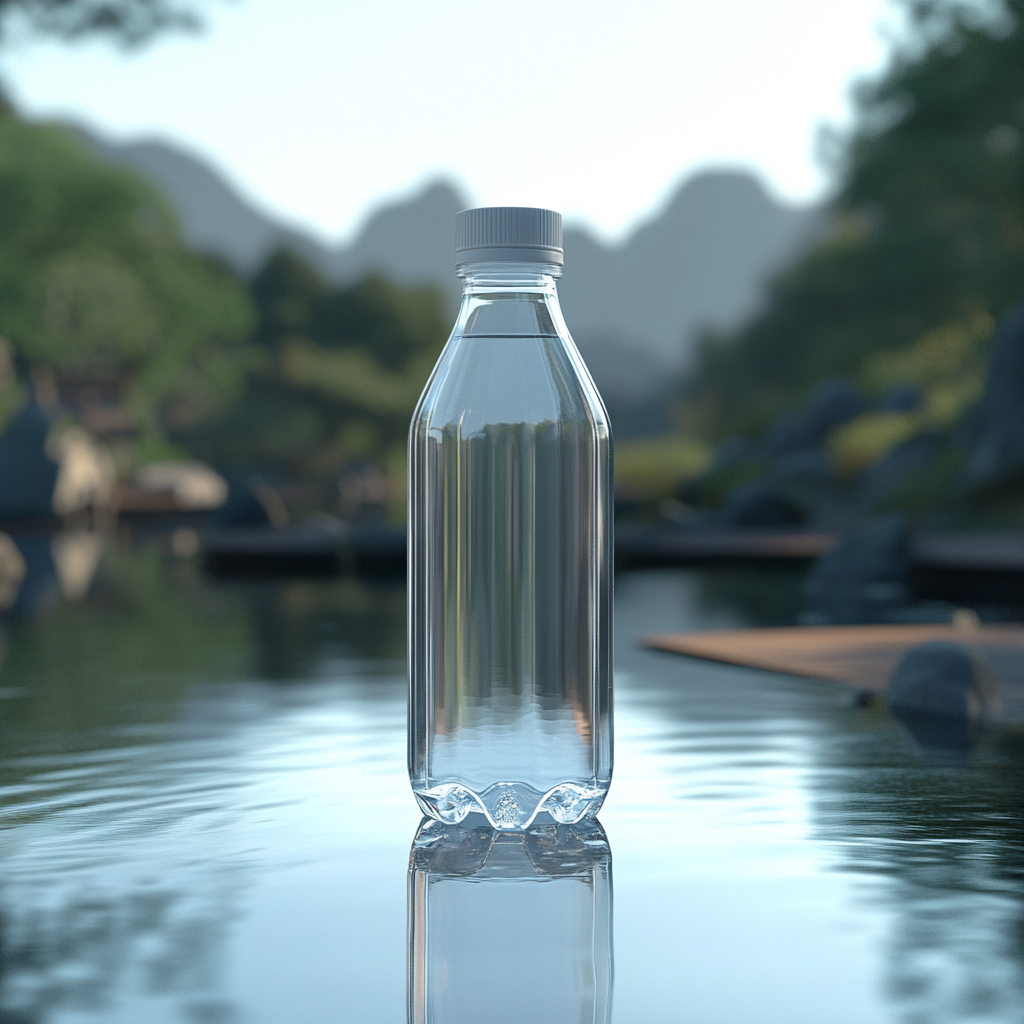 Simplistic plastic bottle design with modern minimalist style.