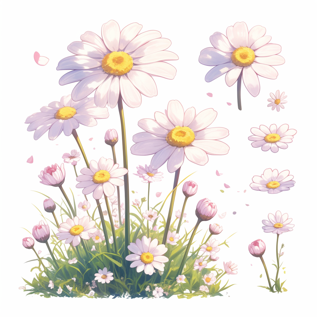 Single chamomile flower logo style in pink vector illustration.