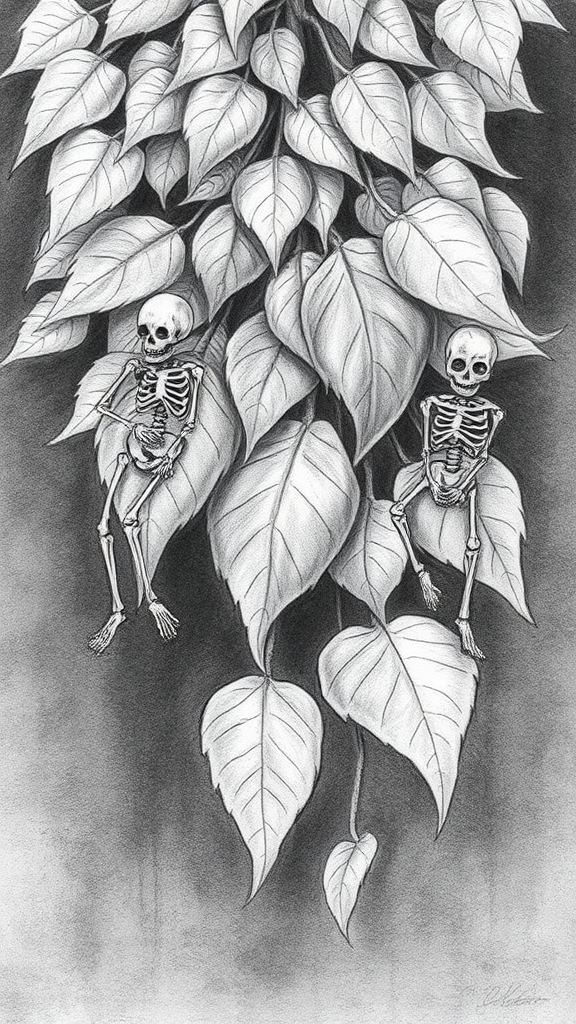 Skeletons on Falling Leaves: Capturing Ethereal Moments