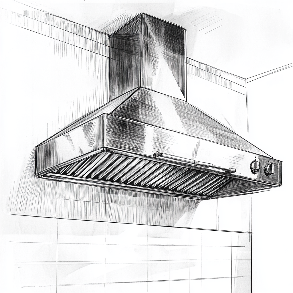 Sketch of Stainless Steel Wall Range Hood Filters