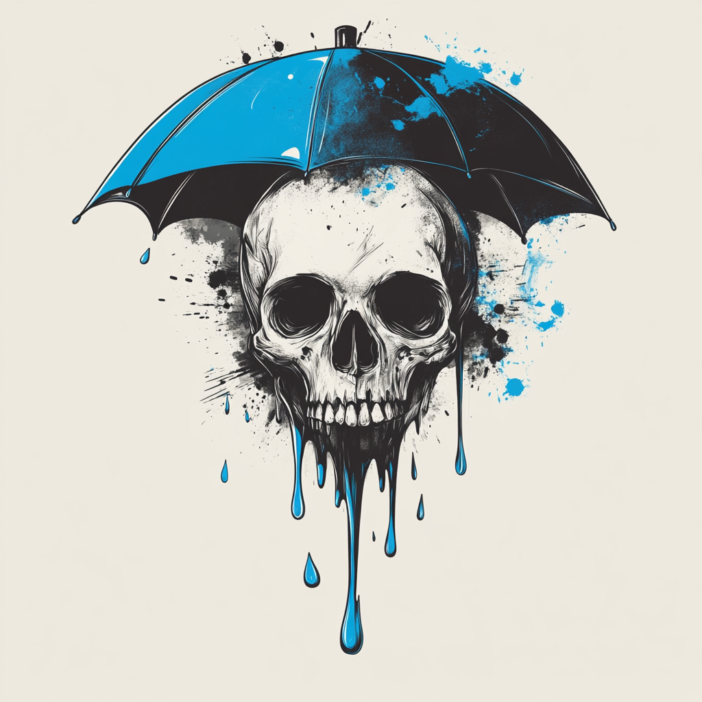 Skull and Umbrella: Bold T-shirt Design