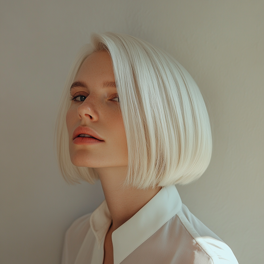 Sleek, refined hairstyle in 2025 with minimalist fashion