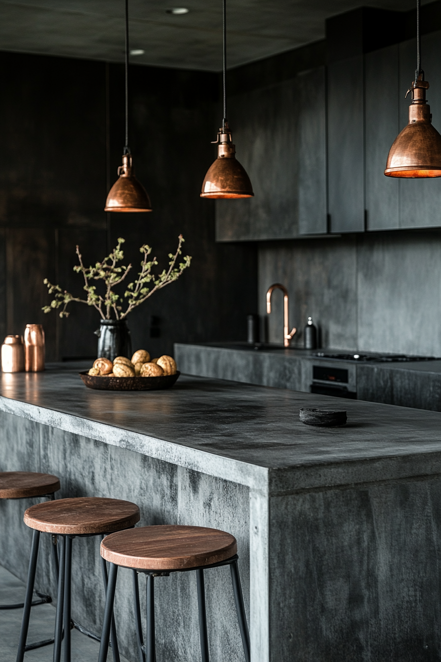 Sleek Concrete Kitchen Design with Chic Industrial Elements