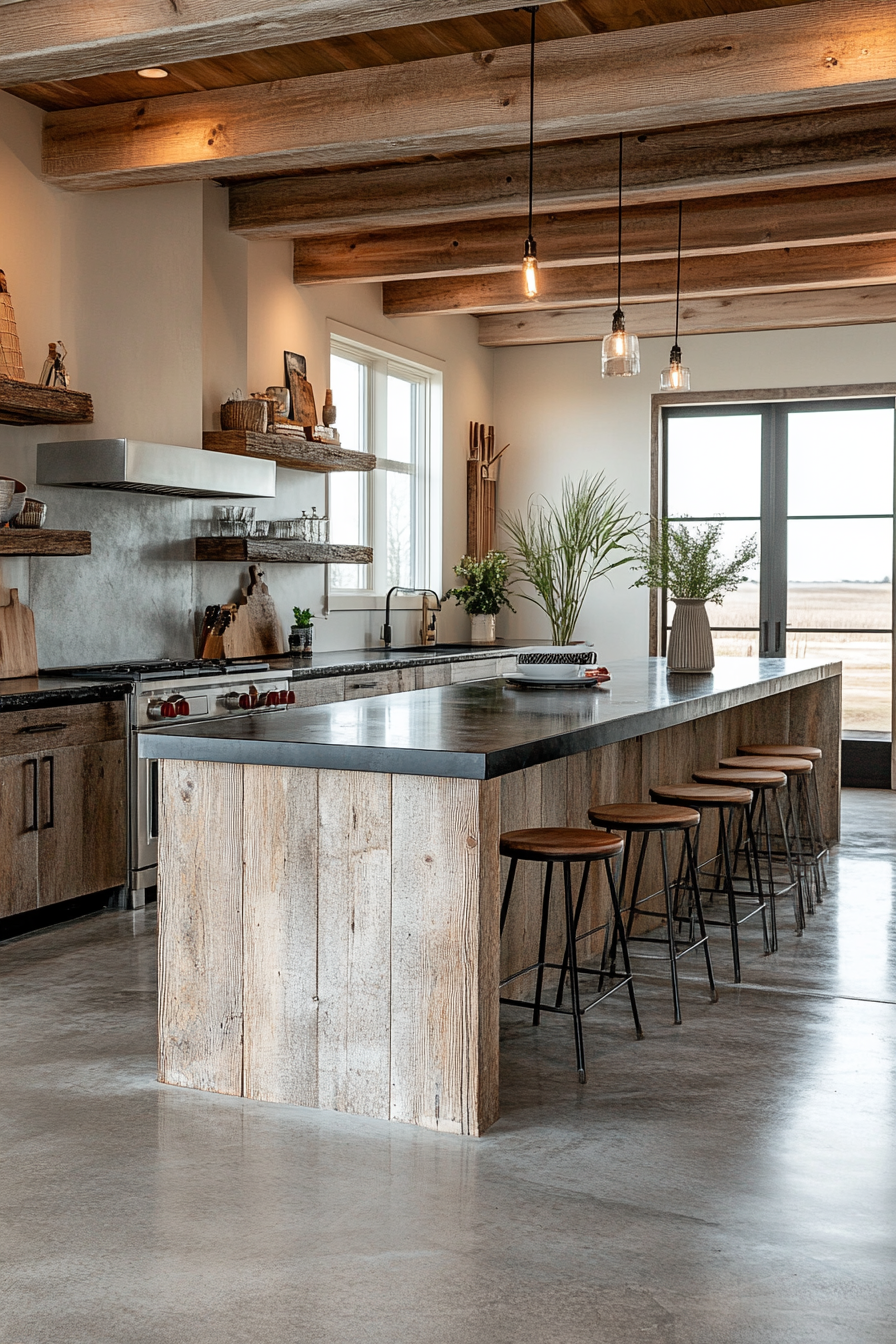 Sleek Rustic Retreat Kitchen with Modern and Rustic Elements