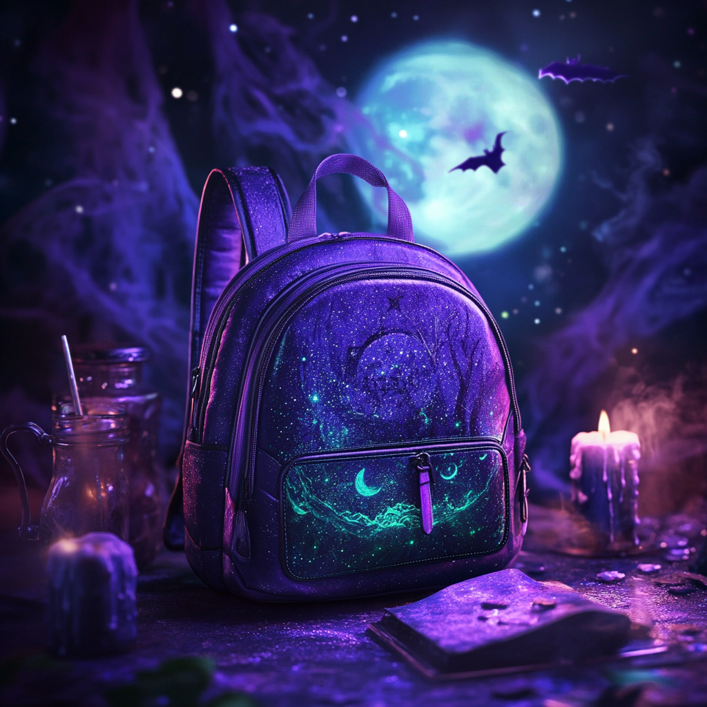 Sleek backpack with mystical theme, captivates teenagers.