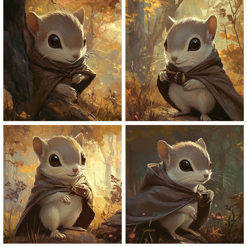 Small brown and white squirrel in forest scenes.