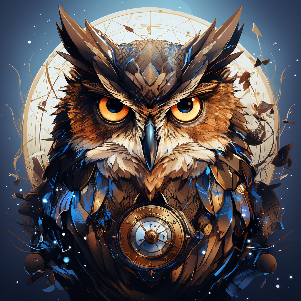 Smart Owl with Glasses and Tech Feathers