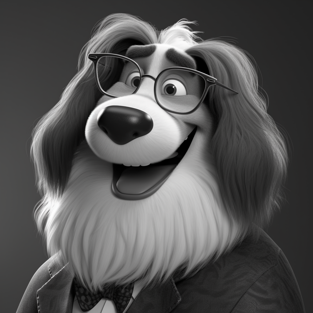 Smiling Bernese Mountain Dog in Disney Pixar Style