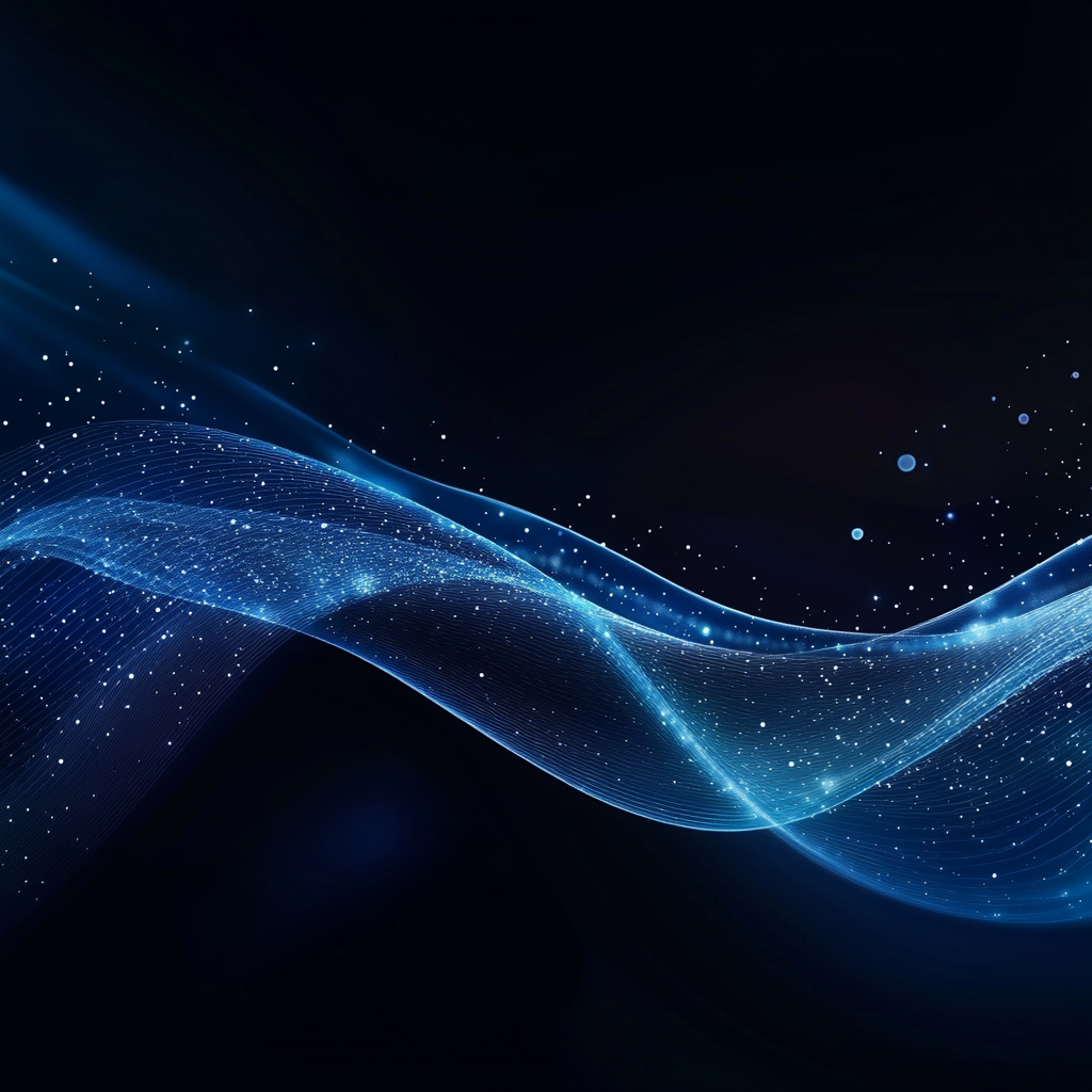 Smooth, curved, blue abstract lines on dark background.