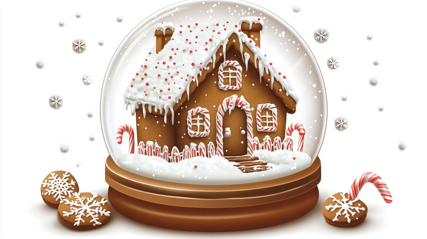 Snow Globe with Gingerbread House and Candy Decorations